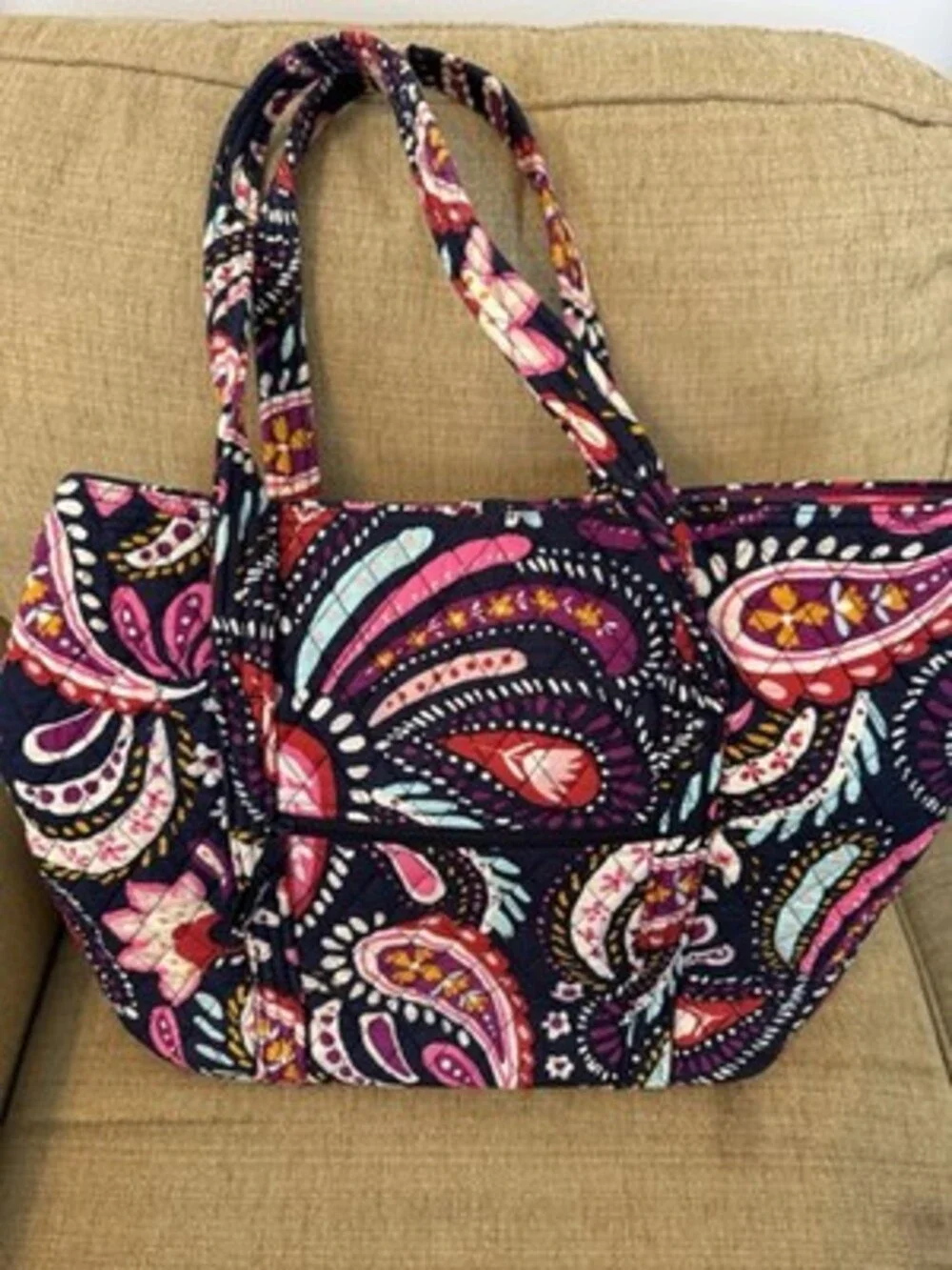 Vera Bradley Turnlock Tote Bag in “Painted Paisley